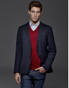 Navy blue sports jacket with patch pockets