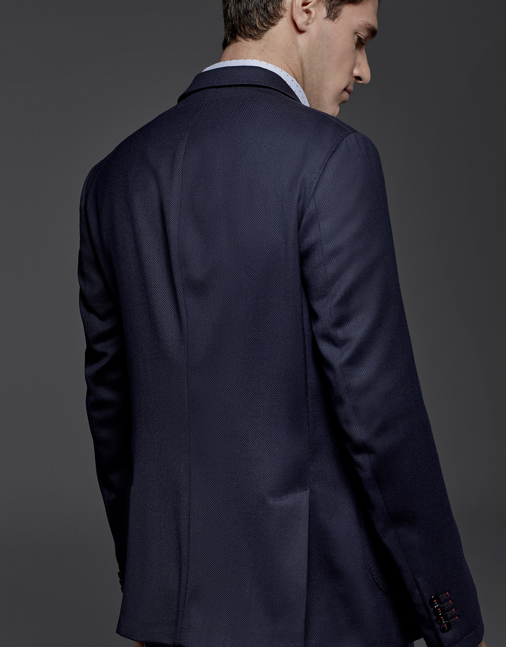 Navy blue sports jacket with patch pockets