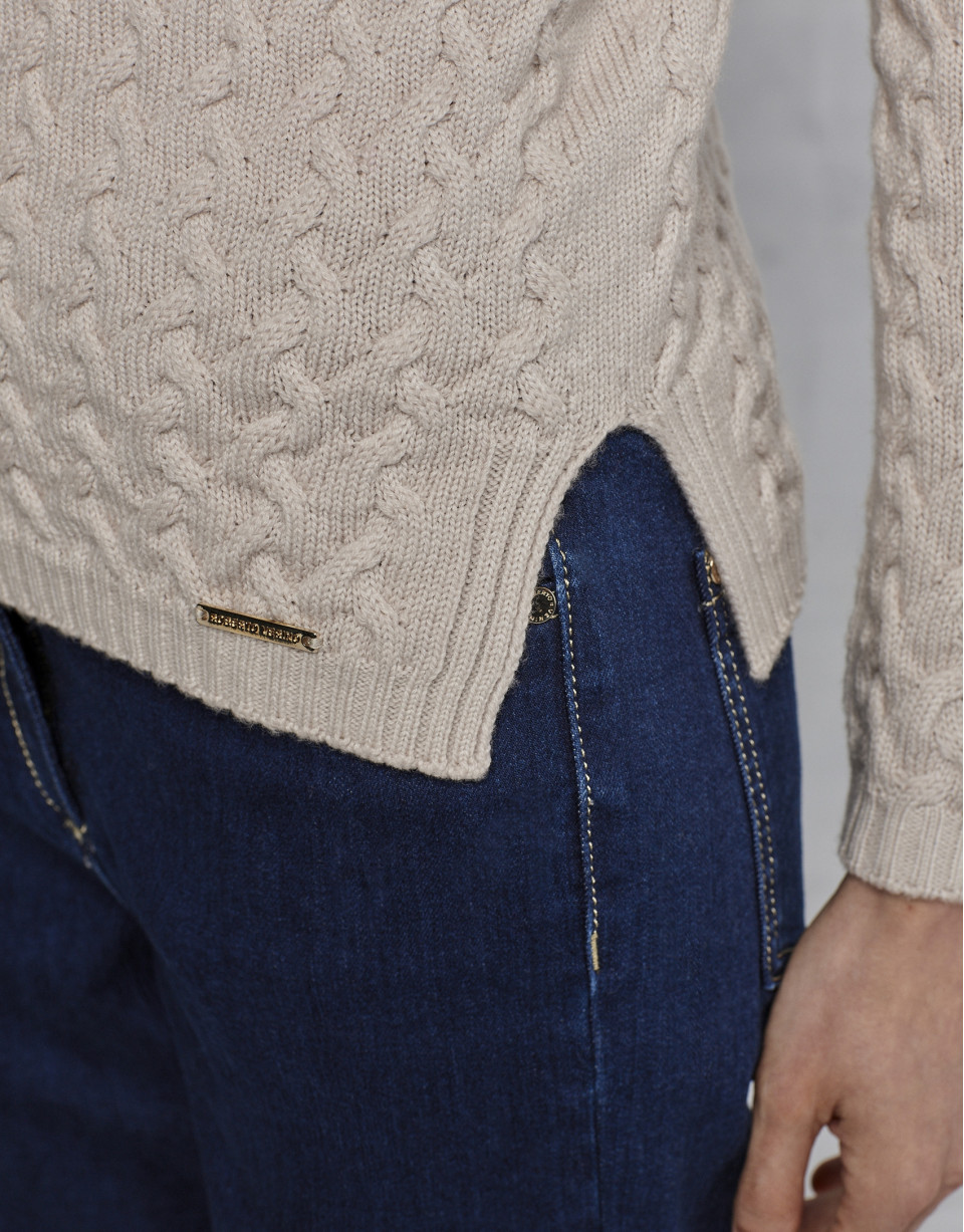 Jersey lana merino estructura color ivory