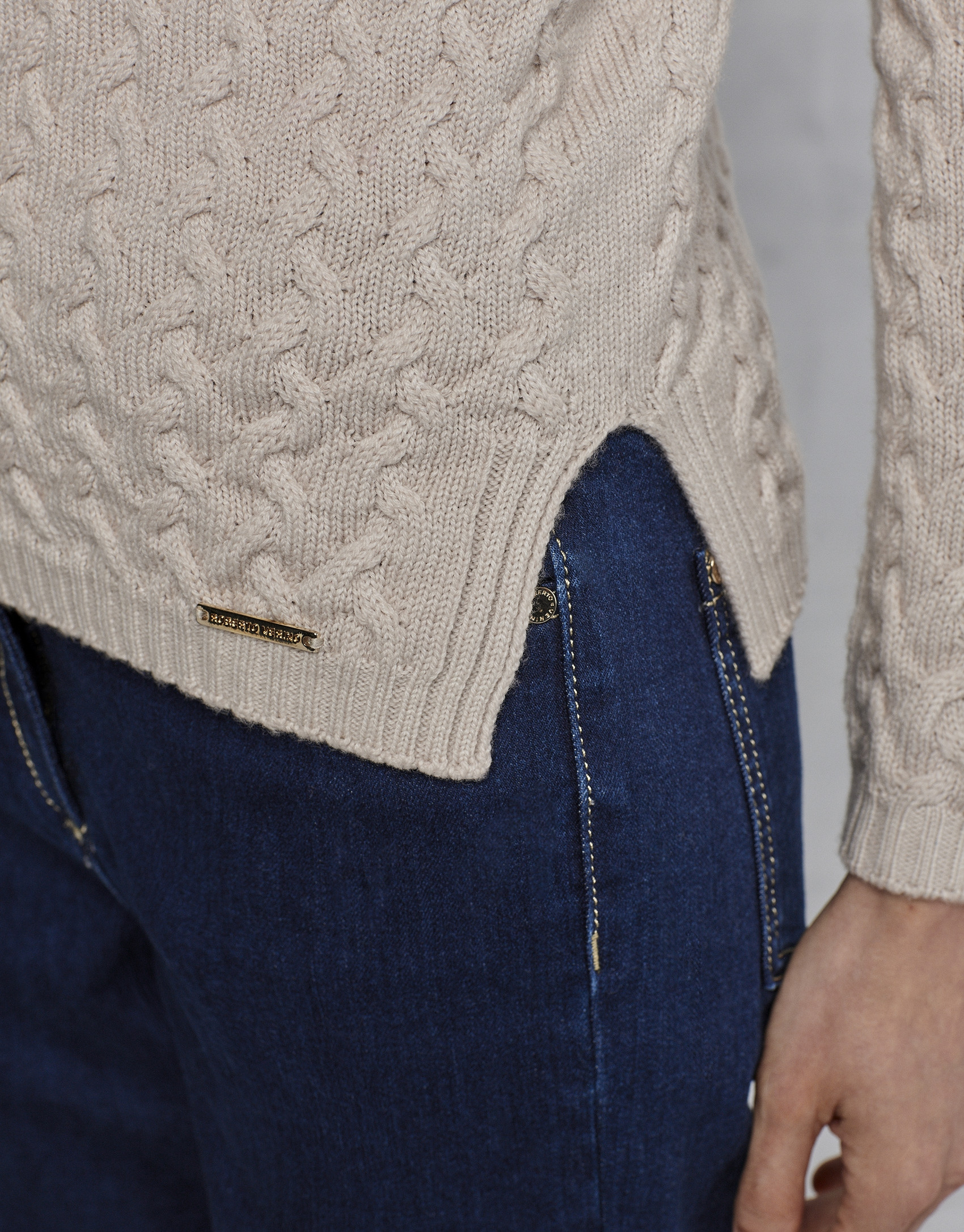 Jersey lana merino estructura color ivory