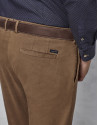 Brown chinos with micro print