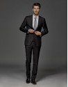 Traje regular falso liso negro