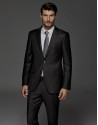 Traje regular falso liso negro