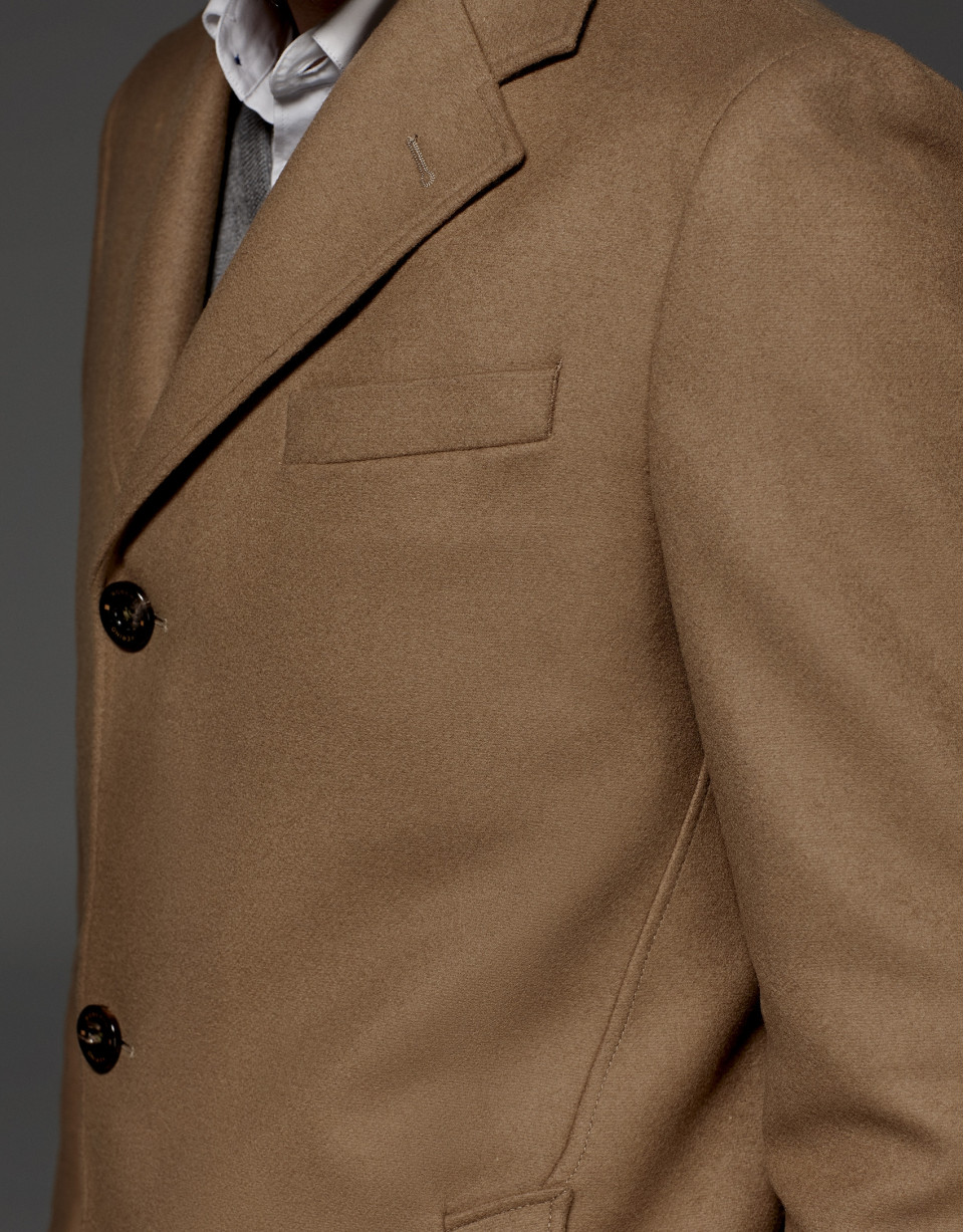 Camel cashmere and wool classic coat