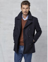 Navy blue wool three-quarter coat