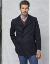 Navy blue wool three-quarter coat