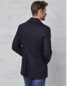 Navy blue wool three-quarter coat