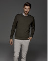 Khaki dyed sweater with square collar