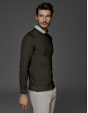 Khaki dyed sweater with square collar