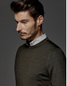 Khaki dyed sweater with square collar