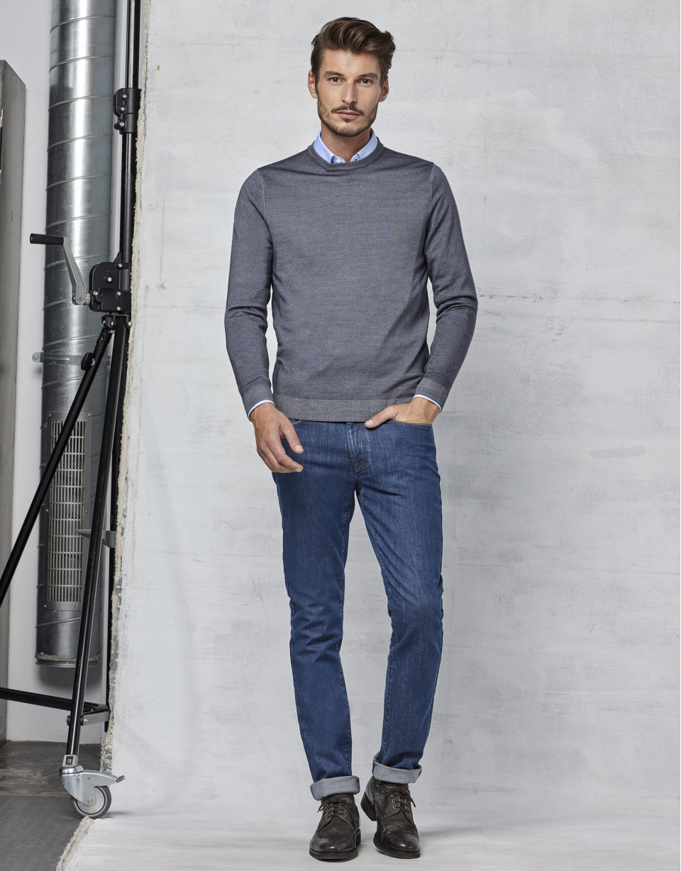 Jersey cuello caja tintado color gris