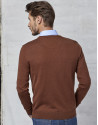 Jersey cuello pico lana marrón