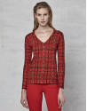 Maroon checked t-shirt