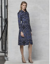 Vestido camisero jacquard azul marino