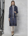 Navy blue jacquard shirtwaist dress