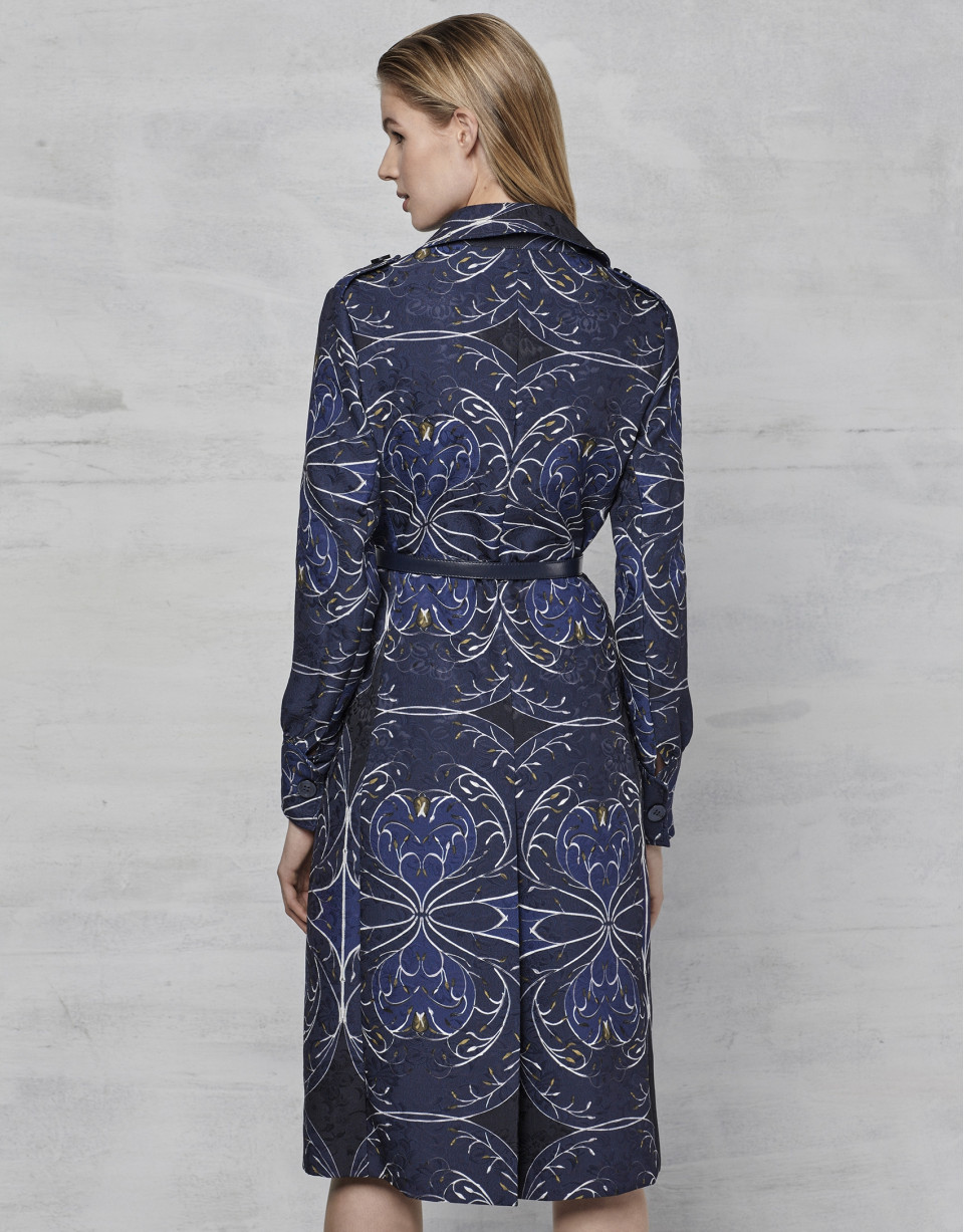 Vestido camisero jacquard azul marino