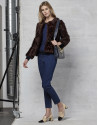 Brown lambskin three-quarter jacket