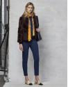 Brown lambskin three-quarter jacket