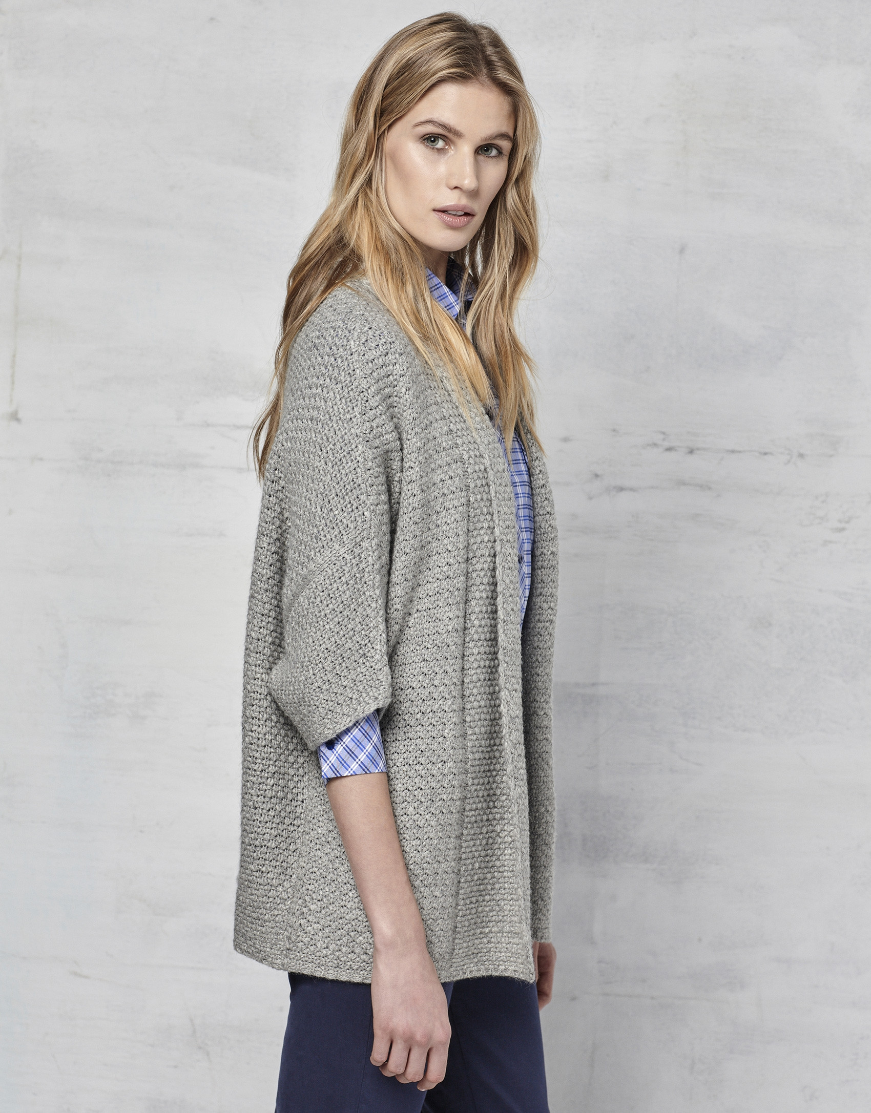 Chaqueta punto oversize gris