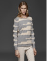 Beige/gray striped sweater
