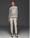 Beige/gray striped sweater