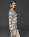 Beige/gray striped sweater