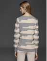 Beige/gray striped sweater