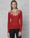 Deep red lace cocktail sweater