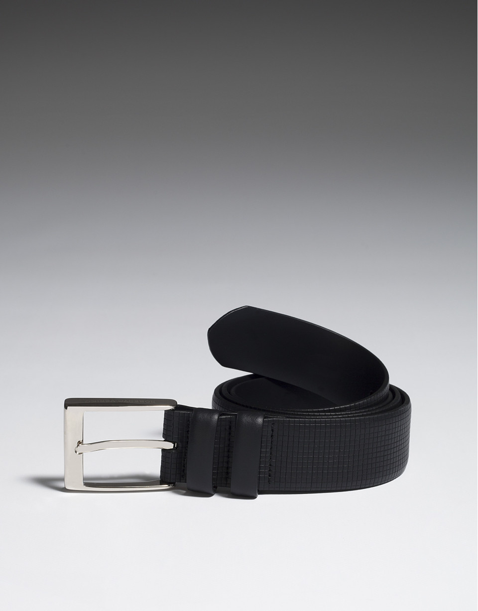 Black embossed leather belt
