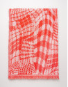 Red and beige geometric print wool scarf