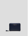 Cartera mediana piel saffiano azul oscuro