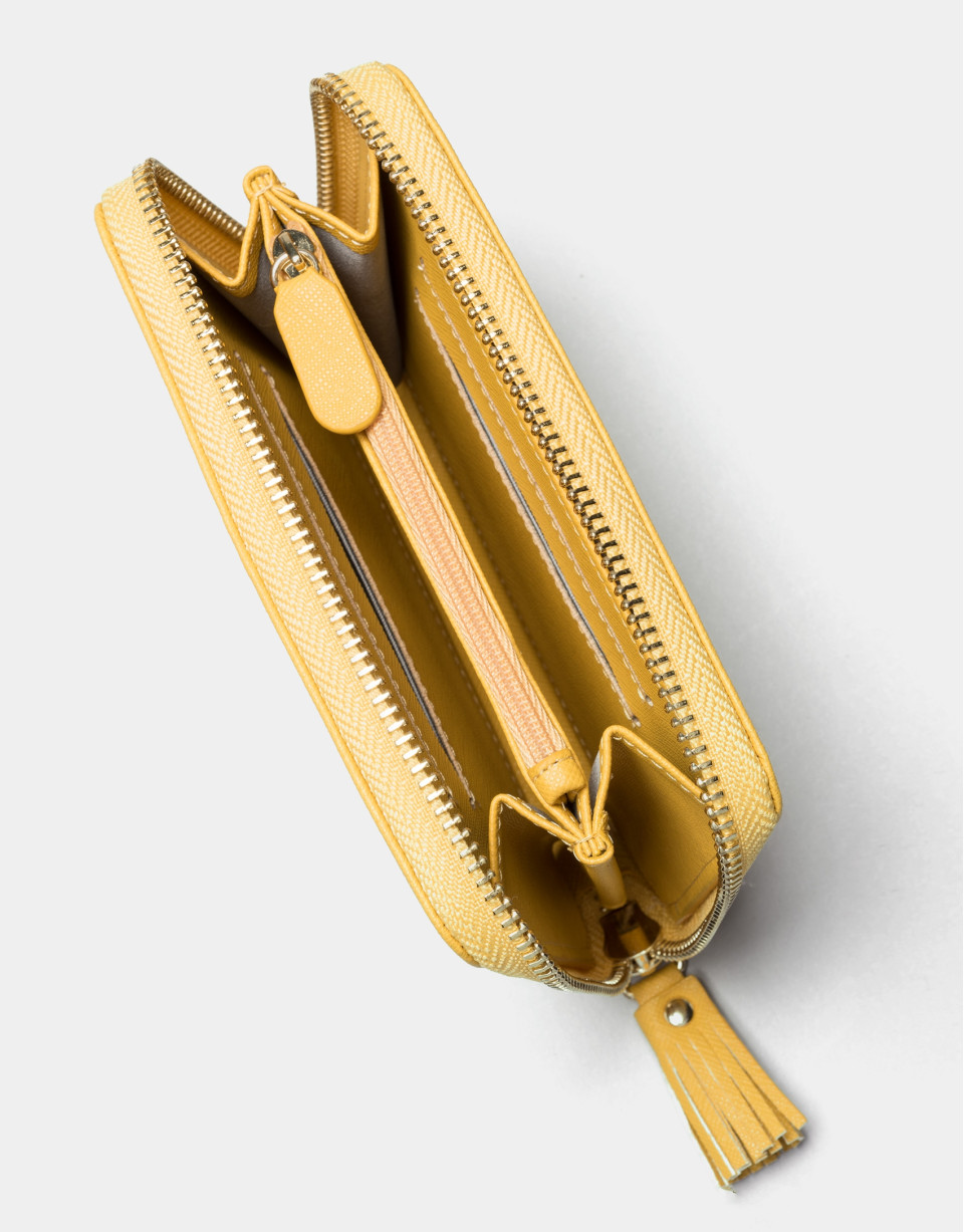 Yellow Saffiano leather mili billfold