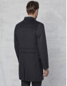Dark grey coat with yoke and removable hood