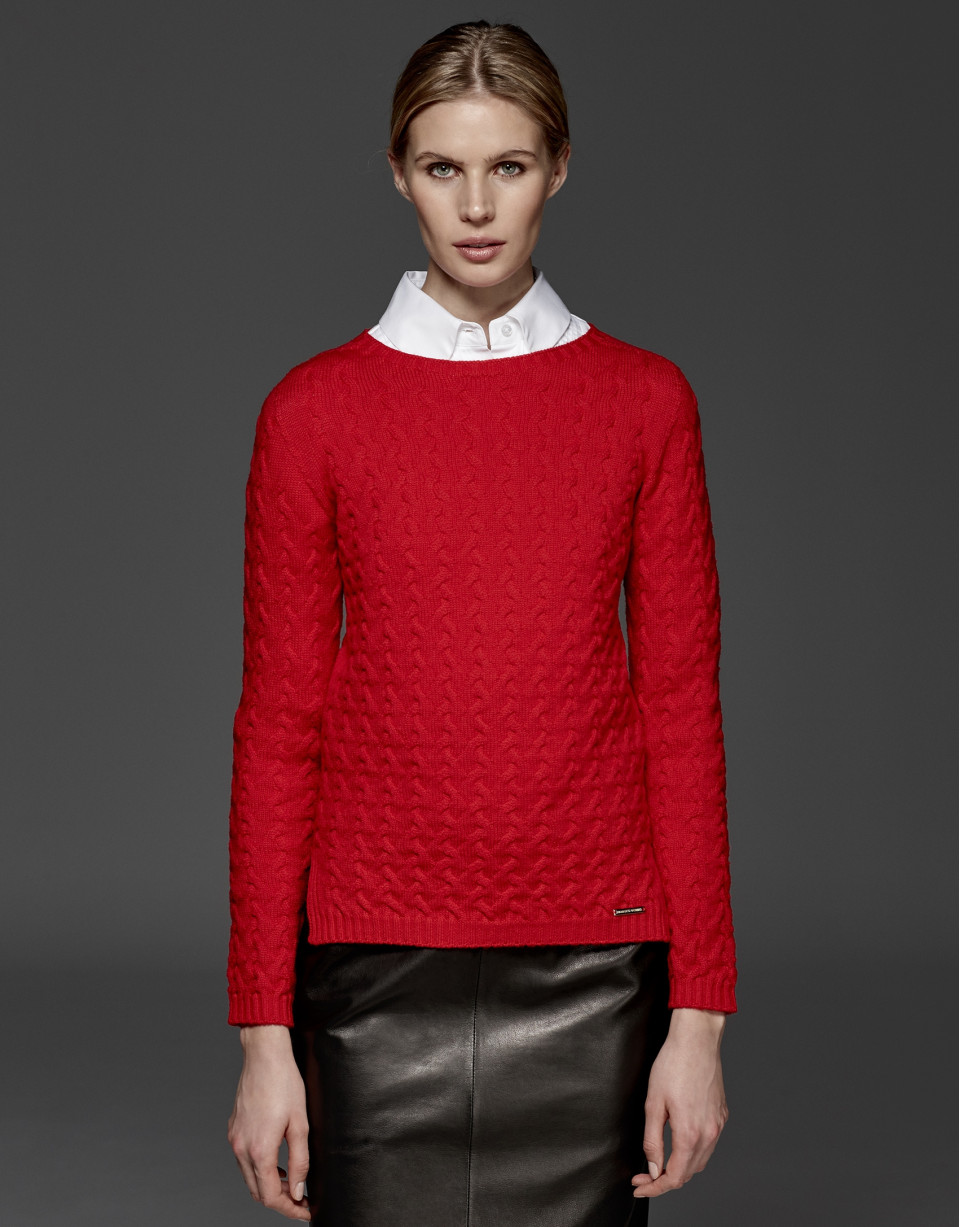 Red merino wool sweater