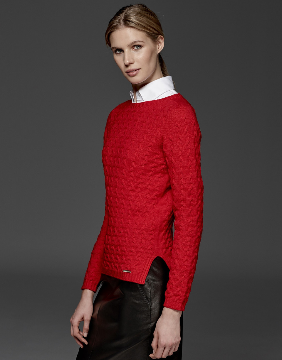 Red merino wool sweater