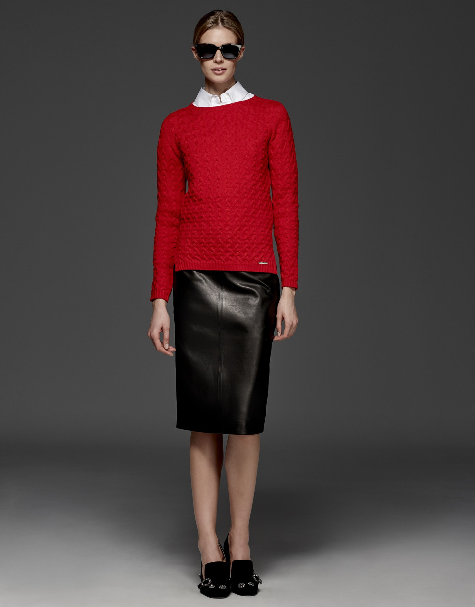 Red merino wool sweater