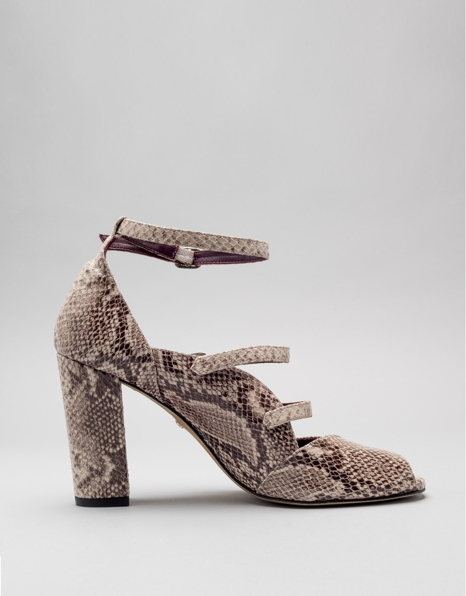 Sandalia Monet en piel estampado serpiente