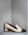 Black and beige leather Cézanne pumps