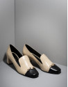Zapato salón Cézanne en piel bicolor beige/negro