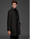 Black and tan wool coat with classic, straight cut