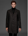 Black and tan wool coat with classic, straight cut