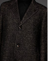Black and tan wool coat with classic, straight cut