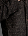 Black and tan wool coat with classic, straight cut