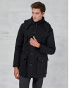 Parka azul marino con capucha y pelo