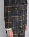 Dark gray and beige striped jacket with a masculine cut