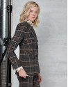 Dark gray and beige striped jacket with a masculine cut