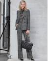 Gray glen plaid and hounds tooth double-breasted jacket