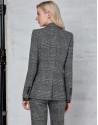 Gray glen plaid and hounds tooth double-breasted jacket