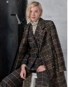 Long brown glen plaid coat