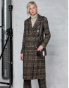 Long brown glen plaid coat